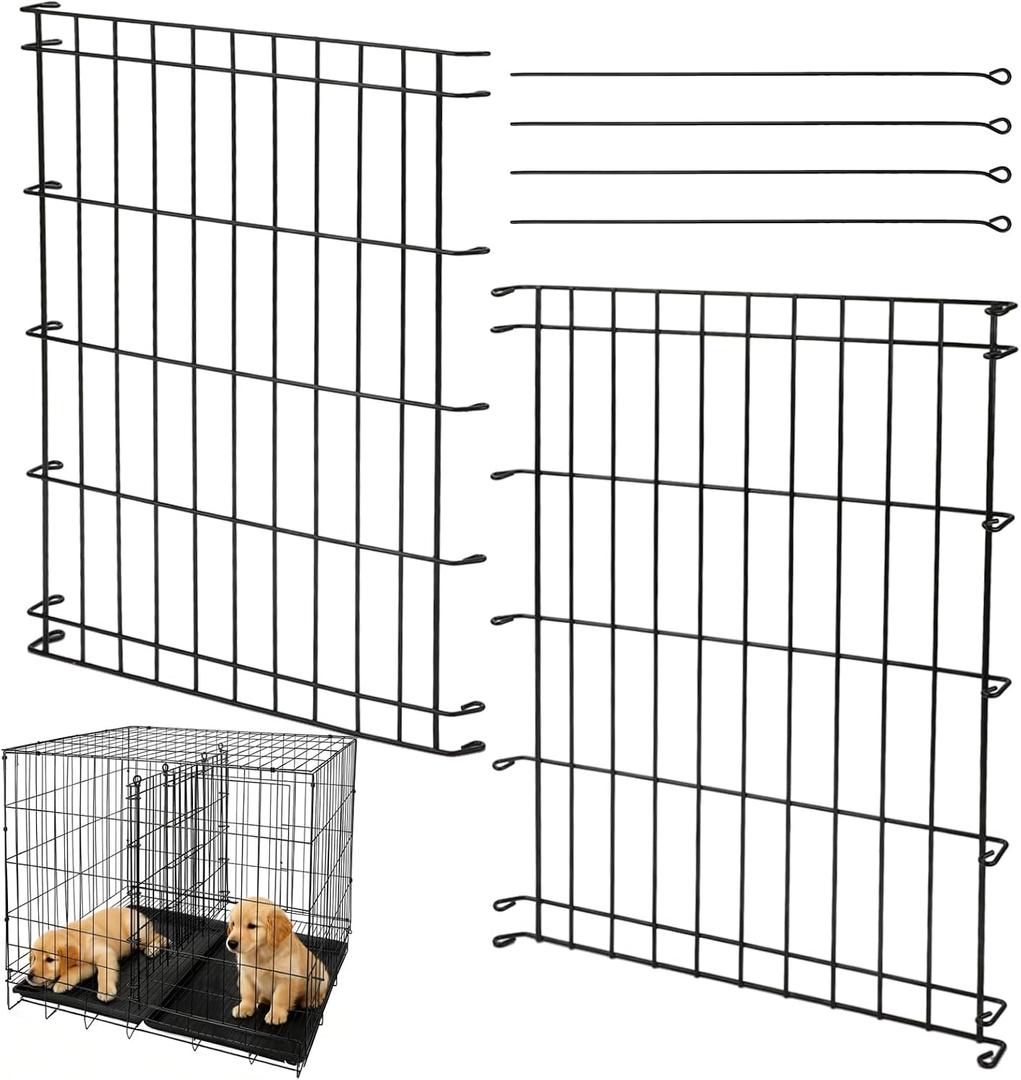 Dog Crate Divider Panel 2-Pack, 20.5" H Adjustable Kennel Divider | Adjusts 15.7"-30.7" W, fits 30"-36" wire cages for puppy potty training & anxiety relief, Durable rust-resistant metal design