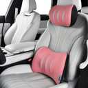 FLORICH Lumbar Support with Car headrest Back Pillow for Chair Headrest Pillow with Gel Memory Foam Massage Point Memory Foam Back Pillow for Office Chair(Pink), 2pc-1