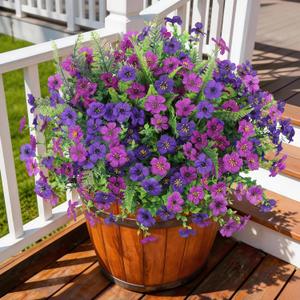 INQCMY Artificial Flowers for Outdoor Faux Plants Fake Flowers Spring Decor | 12 Bundles Faux Silk Colorful Daisy Realistic UV Resistant for Outside Home Planter Window Porch Patio Yard Decoration