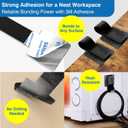 3 x Cable Management Kit 40 Self-Adhesive Hook & Loop Cable Ties with 2 Extension Straps, Strong Adhesive Cord Organizer for Desk, Wall, Home & Office Adjustable Wire Holders (Black)