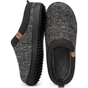 MERRIMAC Men's Slip on Slippers Comfy Memory Foam Non Slip Indoor House Shoes 12-13 Black