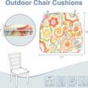 LVTXIII Set of 2 Outdoor Chair Cushions for Patio Furniture, Water Repellent Patio Chair Cushions 17"x16" with Ties, U-Shaped Dining Chair Pads for Garden Kitchen Use, Flower Multi