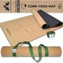 Cork Yoga Mat - 5mm Extra Large 72"x26" Non-Slip Yoga Mat with FSC Certified Portuguese Cork & Natural Rubber Base Hot Mat for Home & Studio 