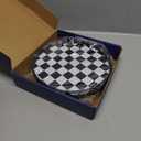 Black and White Kitchen Lazy Susan Turntable Checkered Round Decorative Tray, 9" Table Top Oak Wood Lazy Susan for Cookies, Dining Table Organizer, Small Kitchen Table Centerpiece