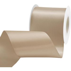 Tan Satin Ribbon 3 inch X 15 Yards Polyester Ribbon for Gift Wrapping Very Suitable for Weddings Party Hair Bow Invitation Decorations and More (3" X 15 Yards)
