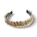 (CARAMEL BLONDE 8/14) Synthetic Hair Braided Headbands - Lightweight, Non-Slip Messy Braided Headband - Two Strands 4-inch Wide Headband with Teeth - Stylish Hair Accessories for Women/Girls