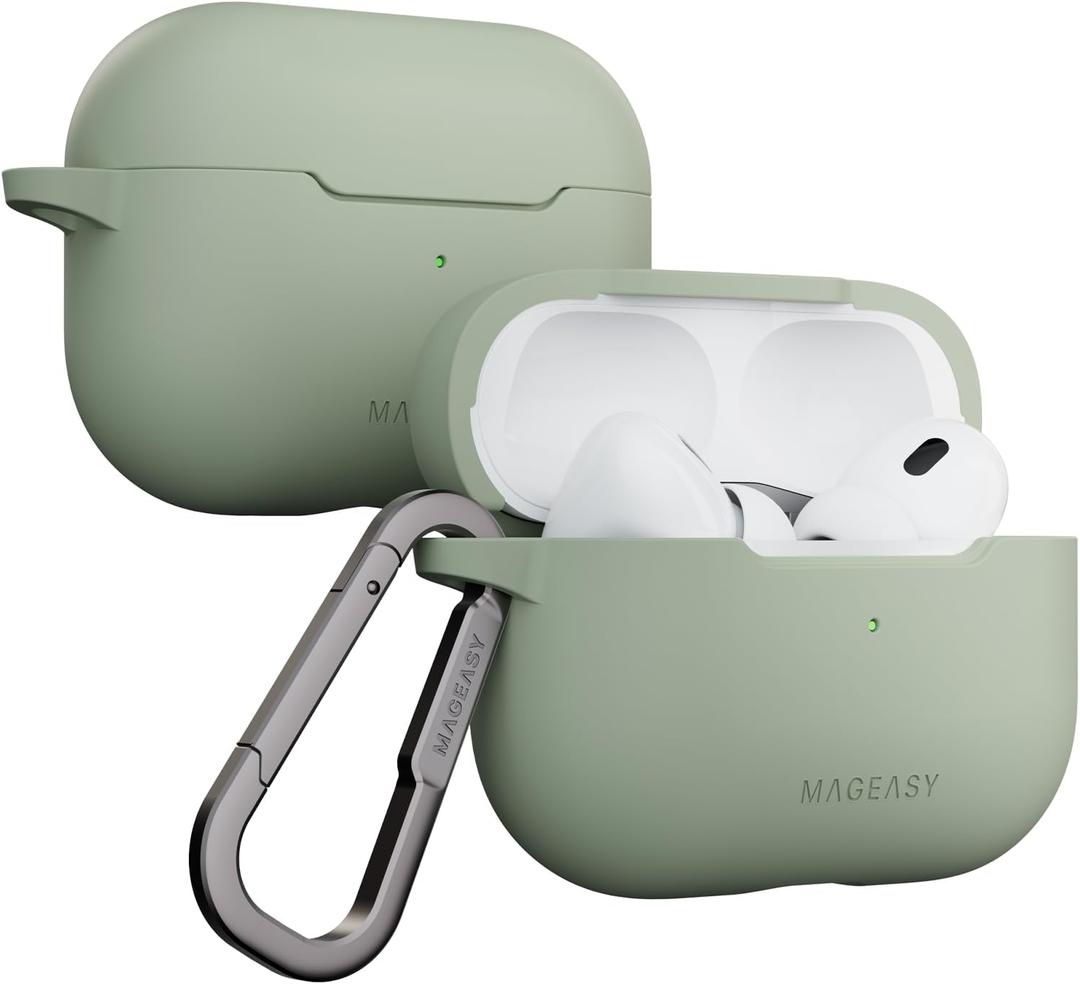 MAGEASY Designed for AirPods Pro 2 Case - Shockproof Protective Case for AirPods Pro & Pro 2, Stain-Resistant, Smooth & Skin-Friendly, Support Wireless Charging - Skin (Desert Green)