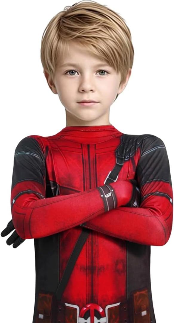 Pugot Heroes Kids Jumpsuit 3D Print Bodysuit with Headwear Mask For Boys (XXS (Height:32-37in))