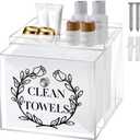 Disposable Face Towel Holder, Acrylic Storage Box for Clean Skin Club Face Towels, Laundry Sheet Holder, Dryer Sheet Holder, with Movable Dividers and Small Diamond Handles Acrylic Towel Container Box