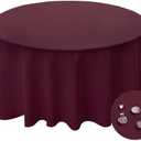 BYDOLL Table Cloth Round 60 Inch Tablecloth Fits Max50 Inch Diameter Top,Burgundy Washable Outdoor Winkle and Stain Resistant Spillproof Polyester Tablecloths for Round Tables Party Cover