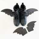 2 x DXYSQRX Shoe Wings Bat Shoe Wings Bat Wings for Boots Skates Sneakers Canvas Roller Shoes(Glitter Black) (Black)