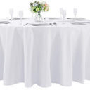Cupuamon 120 inch Round Tablecloth Washable Polyester Table Cloth Decorative Table Cover for Wedding Party Dining Banquet (120 inch,White)