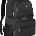 MATEIN Cooler Backpack, 26 Cans Insulated Lunch Backpack for Men Women, Leakproof Double Layer Lunch Cooler Bag Lightweight Soft Lunch Backpack with Cooler Compartment, Beach Camping Hiking Beer Gifts (Black)