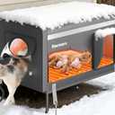 Pawtners Heated Outdoor Cat House for Outside Cats, 26'' XL Insulated Weatherproof Cat Shelter with Heated Pad, Elevated Feet & Escape Door, Warm Kitty House for Feral or Stray Cats in Winter