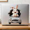 2 x Easter Bunny Wall Decal - Removable Self-Adhesive Driving Rabbit Sticker, 30 * 40 cm Fun Easter Egg Home Decor for Living Room, Bedroom, Kitchen, Party