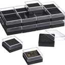 OLYCRAFT 20Pcs Clear Plastic Gift Box For Pin 1.7x1.7x0.9 inch Black Presentation Boxes for Badge Clear Lapel Pin Presentation Display Case for Lapel Pin Gemstone Storage Display