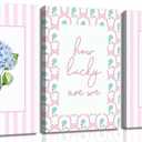 3Pcs Pink And Blue Hydrangea Canvas Wall Art Trendy Preppy Coquette Posters Prints How Lucky Are We Pictures Wall Decor for Girly Room Bedroom College Apartment Home Decorations(24L x16W Canvas), 16x24in Canvas