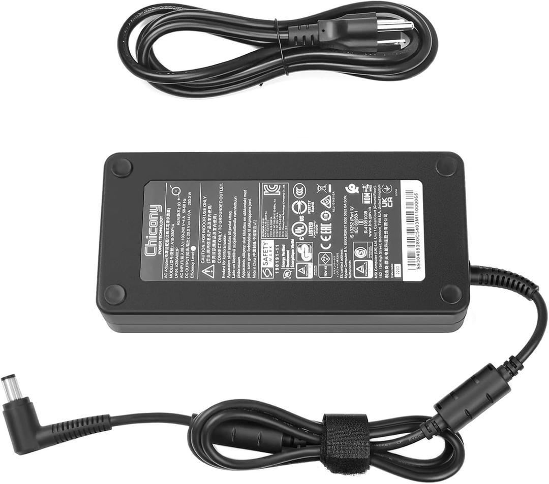 20V 14A 280W Laptop Charger for MSI GE75 GE65 GE63 GL65 GP75 GP65 MSI 957-17E21P-101 Power Adapter A18-280P1A A280A003P ADP-280BB B
