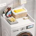 Washer Dryer Countertop Single, 27.17" L x 27.56" W x 2.76" H Wood Laundry Countertop, Washer and Dryer Topper with Anti-Slip Pads & Edge Rails for Laundry Room Organization and Storage(White)