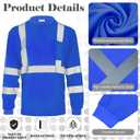 Amylove 4 Pcs Long Sleeve Safety Shirt High Visibility Reflective Construction Work Shirts for Men Women(XXL,Blue)