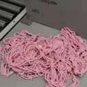 Stuffed Animal Hammock Corner - 56'' Jumbo Handcrafted 5mm Double Macrame Cord Stuffed Animal Net - 100% Natural Cotton Toy Hammock Holder - Pink Stuffy Hammock Plushie Net w/LED Star Light (XX-Large Wood Bead Style)