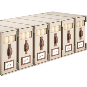6 Pack Bed Sheet Organizers And Storage(Cal King Size) With Leather Handles,Foldable Linen Closet Organizer With Clear Window,Bedding Storage Box For Blanket,Sheets,Duvet Cover-Beige (6 Pack-Cal King Size-5.2 Gal)