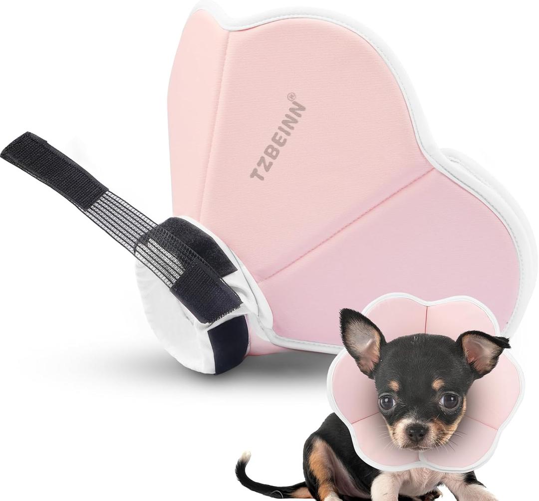 Soft Dog Cone Collar Alternative for Small Dogs(Puppy Yorkshire Puppy Chihuahua), Adjustable Protective Dog Recovery Cone, Elizabethan Comfortable Neck Pillow Cone After Surgery Anti Licking (XS(Neck Girth:5.5"-7.5"), Pink)