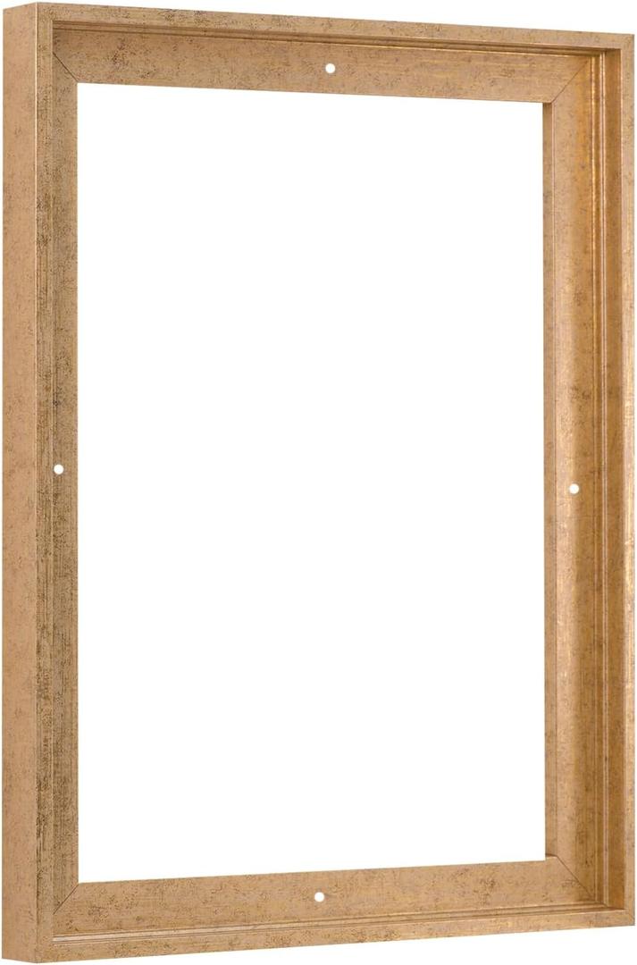 Floater Frame 24x30 for 0.75 inch Deep Canvas Paintings/Canvas Prints/Wood Canvas Panels/Wall Art/Wall Decor/Home Decor/Artwork, (Scratched Gold & Cream, 24 x 30 inch, Portrait)