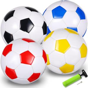 HyDren 4 Pack Soccer Ball with Pump Colorful Outdoor and Indoor Sports Activity Anti Explosion Classic Design for Spring Training Practice Ball (2)