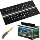 Sieral Aquarium Polycarbonate Canopy Set 35.13 x 17.13 x 0.12 Inch for 50/65/84 Gallon Without Center Brace Aquariums Cover Fish Tank Lid with a Hook Knife, Breathable Hole, Handle(Black) 