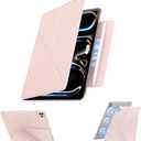 for iPad Pro 11 Inch Case M4, Slim Full Edge Protective with Foldable Cover and Hidden Pencil Holder Magnetic Case (Pastel Pink, iPad pro 11 inch)