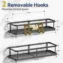 YASONIC Shower Caddy Adhesive, Rustproof Shower Shelves for Inside Shower, Large Capacity Bathroom Organizers and Storage, Shower Storage with Removable Hooks, No Drill Bathroom Accessories Black (2 Pack)