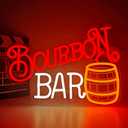 Bourbon Bar Neon Sign for Wall Decor Bourbon Whiskey Neon Led Sign Dimmable Neon Light Sign for Man Cave Garage Business Beer Bistro Light Up Sign for Home Bar Decor Speakeasy Party Gift for Dad