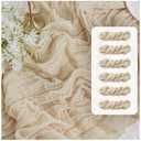 FEXIA 6 Pack Beige Gauze Table Runner 35x120 Inches for Centerpiece Table Decorations Ivory Cheesecloth Rustic Boho Table Runner for Bridal Shower Wedding Party First Communion Centerpiece Engagement