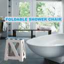 Foldable Bath Shower Safety Chair Seat Blue, Foldable and Anti-Slip Bench Bathtub Stool for Elderly or Seniors (Foldable ShowerChair 15.7" H Blue Seat Size 12.4" x 8.3)