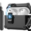 TiMOVO Case for Airpods Pro 3 (2025) with Secure Lock Clip, Automatic Pop-up Full Drop Protective Hard Cover for Apple AirPod Pro 3rd Generation with Climbing Hook & Cleaning Kit, Black