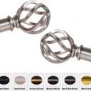Satin Nickel Curtain Rods 18 to 88 Inches, 1 Inch Modern Drapery Rods, Adjustable Heavy Duty Curtain Rod, with Twisted Cage Finial for Home & Office (18"-88"Satin Nickel)