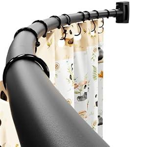 Abiglifty 36-62 Inches Curved Shower Curtain Rod, Adjustable Splicing Shower Curtain Rod, Rustproof Curved Shower Rods, Round Shower Rod for Bathroom, Bathtub, Stall, Need to Drill, Black