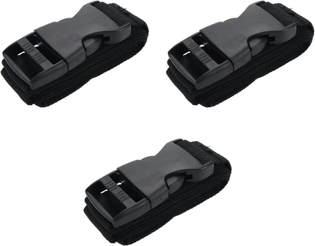 3Pcs Tie Down Straps Black Adjustable Nylon Strap with Buckles 1" x 47" (3.9ft) Straps with Quick Release, Lashing Strap for Backpacking, Outdoor Activities