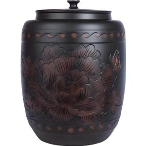 Ceramics Rice Jar - Ceramic Rice Dispenser Container Large Food Storage Canister, Dispenser with Airtight Lid Grain Containers Bucket