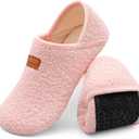 XIHALOOK House Slippers for Women Men Cozy Sock Shoes with Soft Rubber Sole Slip On for Indoor/Outdoor (9.5-10 Women/8-8.5 Men, 1 Pink)