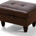 Ottoman Rectangular Storage Ottoman Bench, Faux Leather Footrest, Coffee Table, Stool Footstool with Hinged Lid for Living Room, Bedroom, Entryway, Brown, 28.5"x19"x17.5"