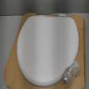 Mayfair Padded Toilet Seat, Cushioned Soft Vinyl over Wood Core Seat, Secure Hinges, Easy Clean, Elongated, White
