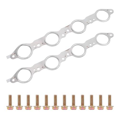12617944 Exhaust Manifold Header Gasket with Bolts Compatible with Chevy Silverado Camaro Caprice Corvette Tahoe GMC Sierra CTS Escalade LS1 LS2 LS3 LS6 LQ4 LQ9 LM7 4.8L 5.3L 5.7L 6.0L 6.2L