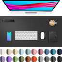 Aothia Leather Office Desk Pad Protector, Non-Slip PU Leather Desk Blotter, Waterproof Laptop Writing Mouse Pad for Office and Home, Black, 31.5" x 15.7"