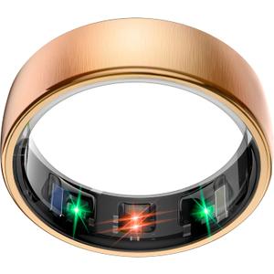 Smart Health Ring Sleep Health Tracker for Women Men with Heart Rate, Blood Oxygen, Sleep Monitor, Steps,Calories, 5ATM Waterproof for iPhone/Android, No Subscription Fee(Rose Gold, 10#)