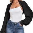 ZAFUL Women's Sheer Shrug Y2K Long Sleeve Cardigans 2025 Irregular Tie Front Bolera (Black)