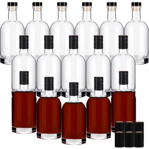 Wine Bottle 16PCS 200 ML Glass Bottles with Lids 6 oz Clear Glass Bottles with Cork Empty Wine Bottle with Stopper for Beverages Drinks Beer Water Soda
