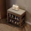 Small Shoe Bench with Storage, Wooden Shoe Storage Bench with Cushion&Hidden Drawer, 2-Tier Shoe Rack Bench for Entryway, Mudroom, Hallway, 23.6"W x 13.6"D x 21.3"H