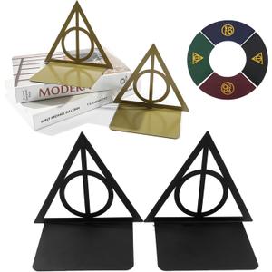 Magic Death Metal Bookend, Heavy Duty Decorative Book Ends for Anime Fans, Shelf Desk Organizer Accessories (Two-Tone Bookend)